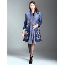 Automne Luxe Alibaba Imprimé 2017 Femme Trench Coat Blue